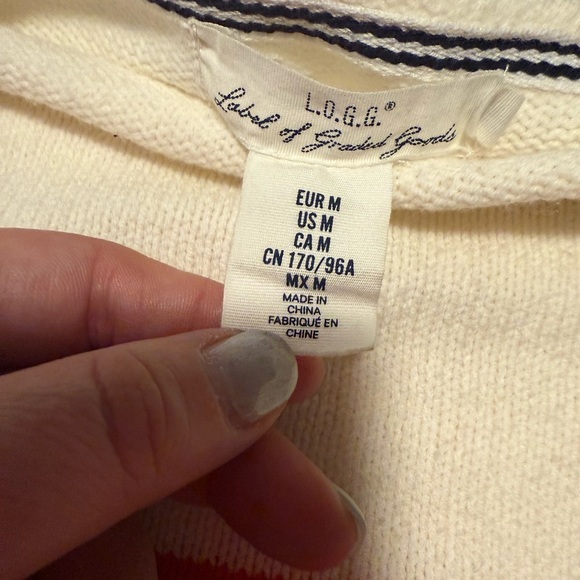 Red and White Striped Crew Neck Sweater - Picture 6 of 7